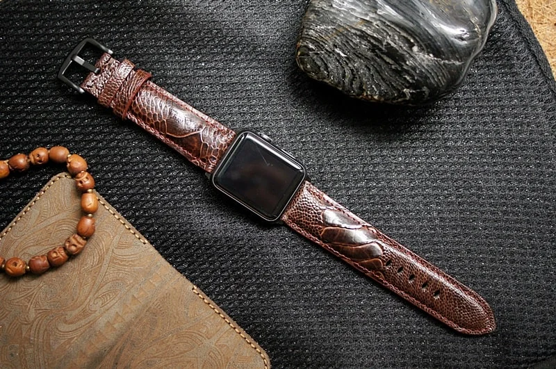 handgefertigt Straußenbein Uhrenarmband 6 incl. Lugs Adapter + Schließe für Apple Watch (oder Apple Watch Sport) 42mm oder 38mm – Bild 6